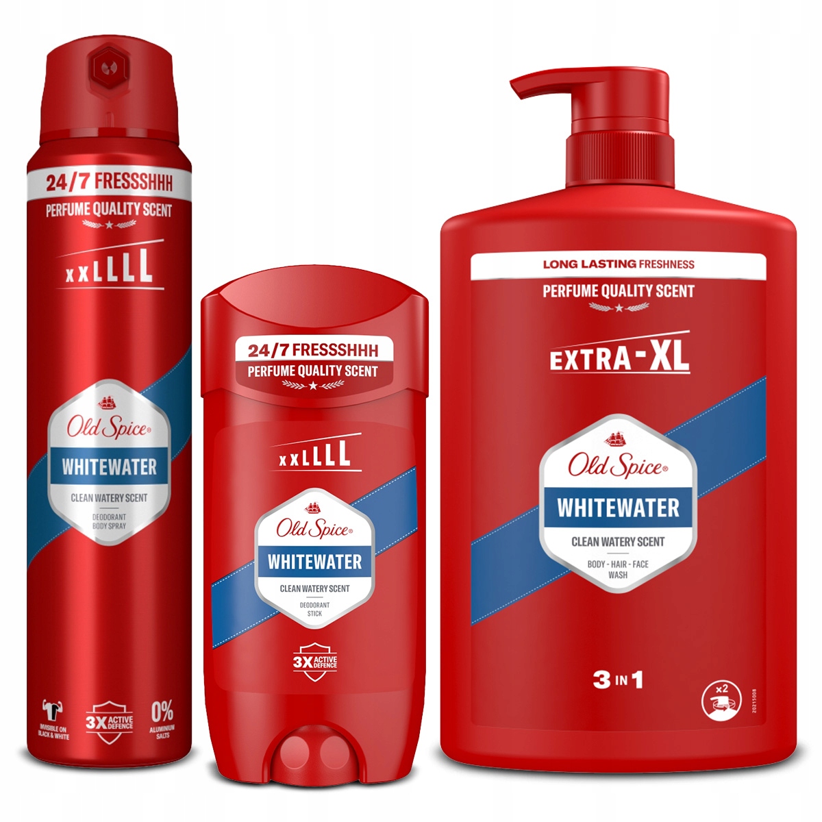 Zestaw Old Spice Whitewater XXL Sztyft 85ml Spray 250ml Żel 3w1 1000ml