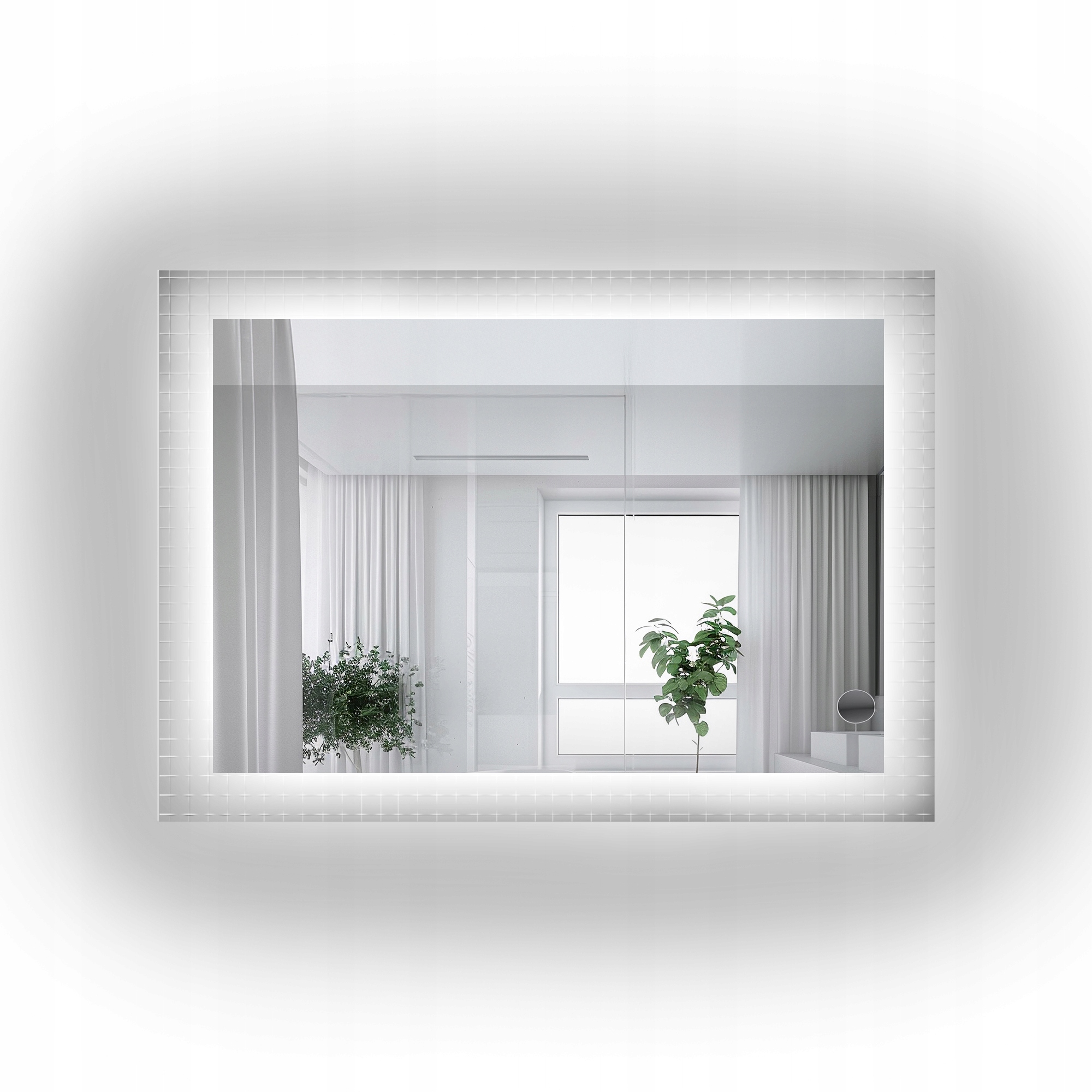 Zrcadlo obdélníkové na skle Luxora Eterion s Led podsvícením 150 x 90 cm