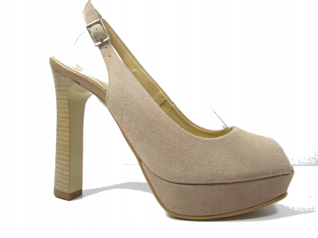 Béžové semišové lodičky Sala 37 bez patky