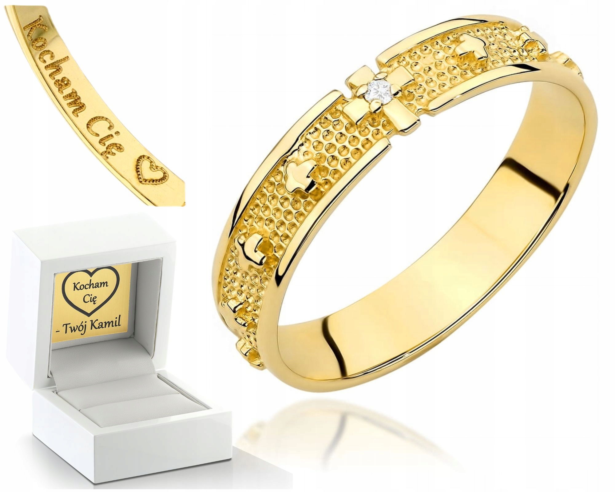 Zlatý Prstýnek 585 Briliant Každý Rozměr Možný Gravírování Uvnitř