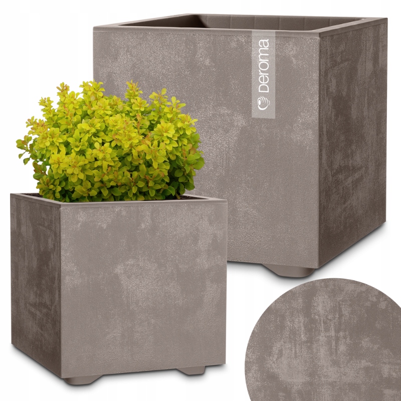Donica Doniczka Kwietnik Deroma Efekt Betonu 25CM Cubo Millennium Piaskowa