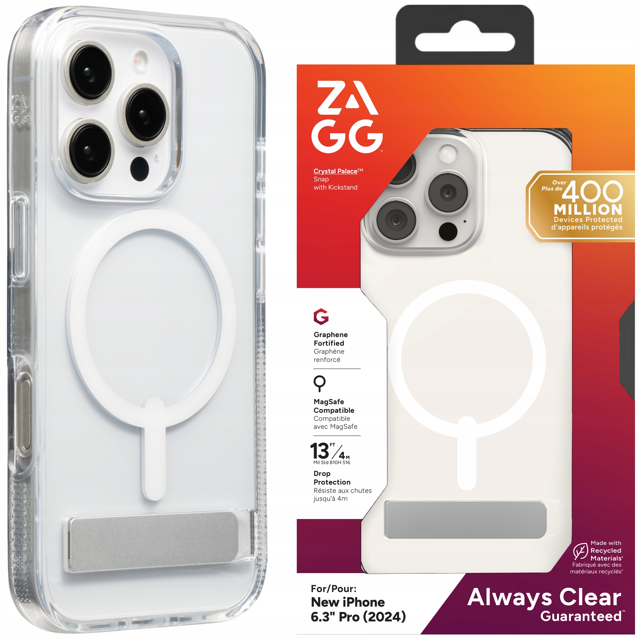 Zagg Crystal Palace Snap Kickstand Case Etui z MagSafe do iPhone 16 Pro