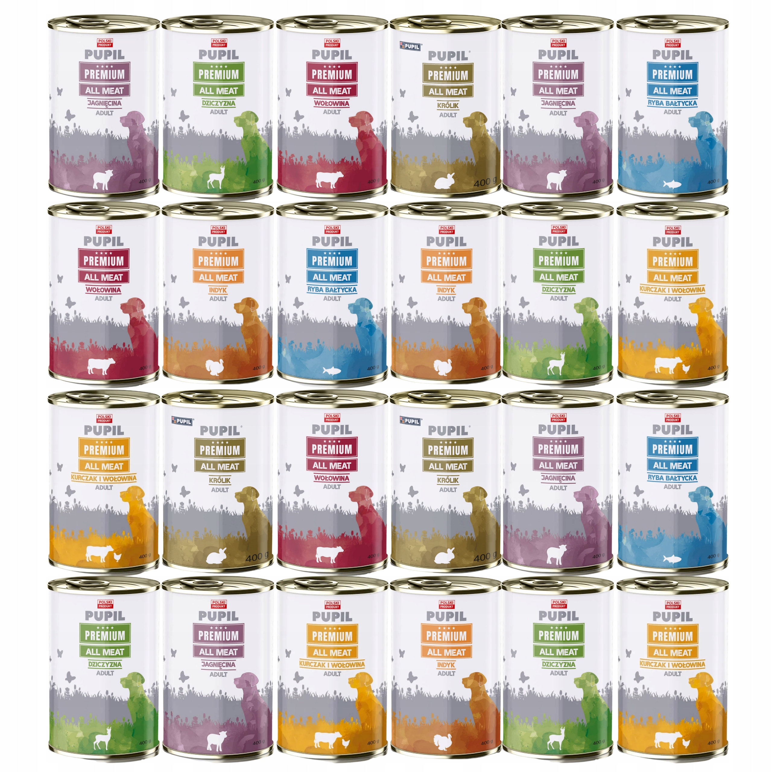 Levně Pupil Premium All Meat Krmivo mokré pro psa mix chutí 24 x 400 g