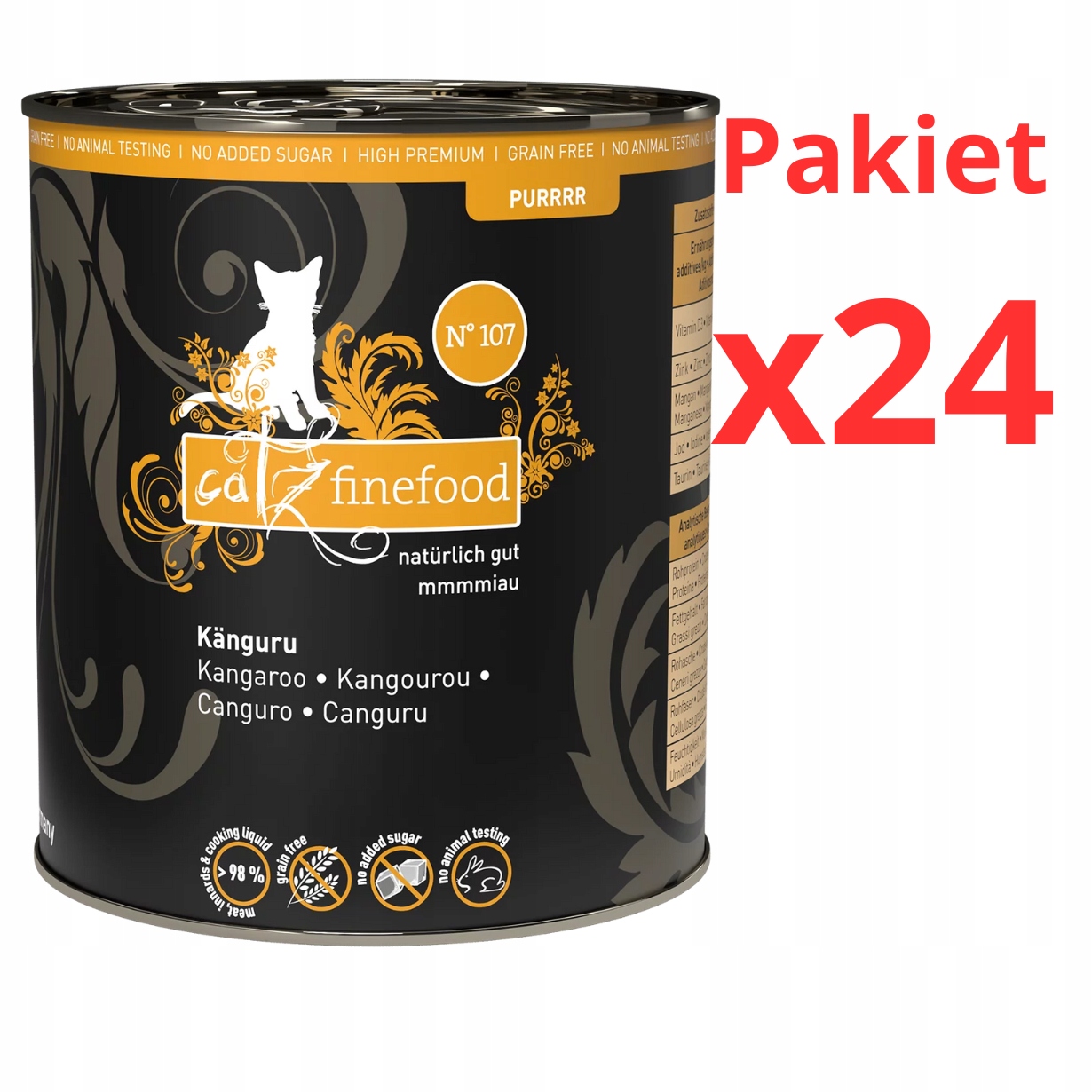Levně Catz finefood Purrrr No. 107 800g Mokré krmivo pro kočky s klokanem Pak x24ks