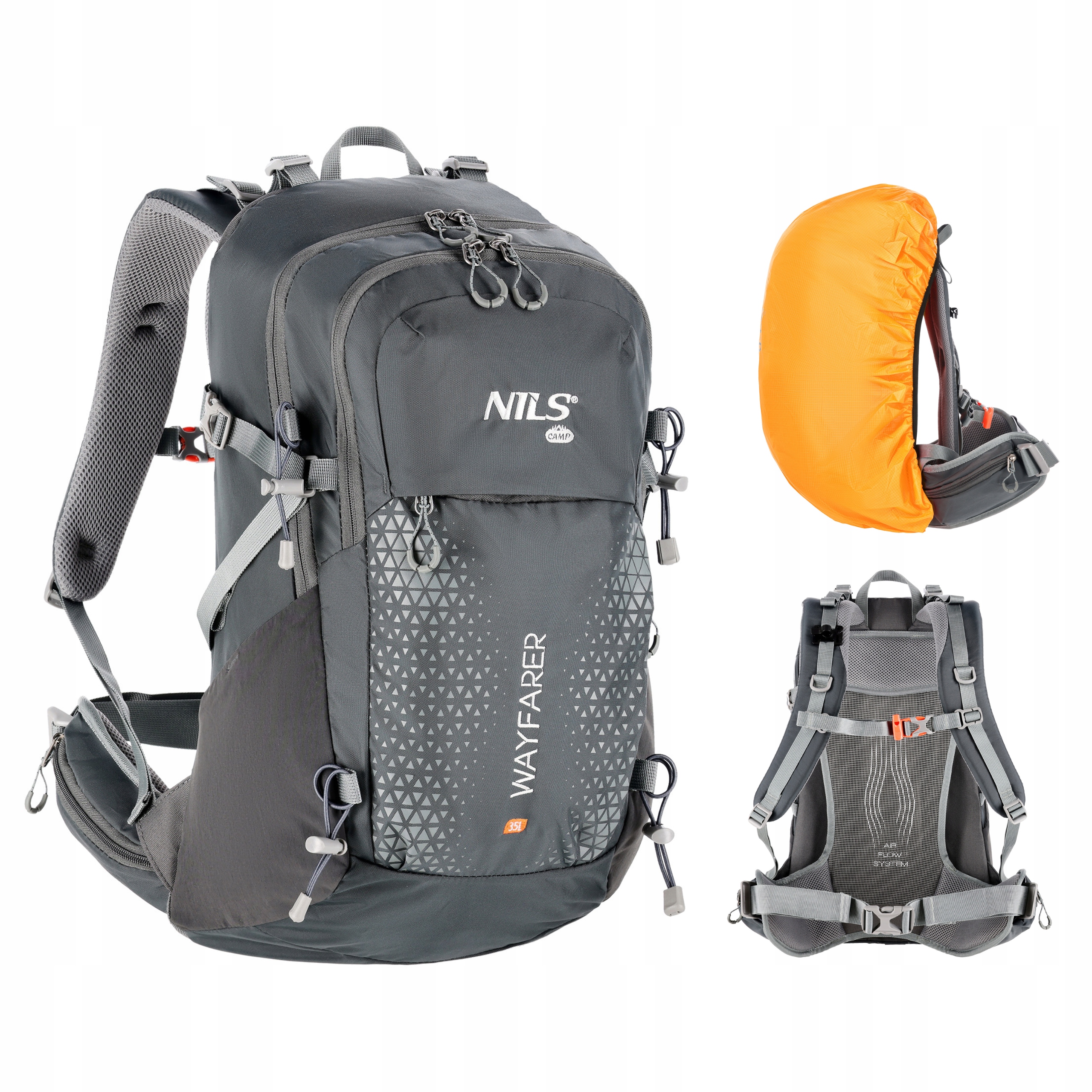 Batoh horský výletní batoh Nils Camp 35L Trekking Šedý Velký