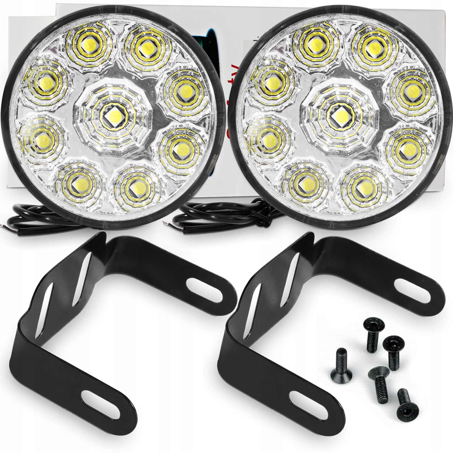 LAMPY DO JAZDY DZIENNEJ OKRĄGŁE 4 SMD LED DZIENNE