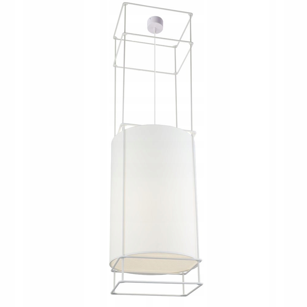 Lampa wisząca biała z konstrukcją stalową