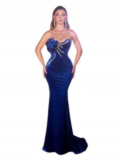 Tmavě Modré Sametové Šaty Večerní Šaty Shein 36 1HE