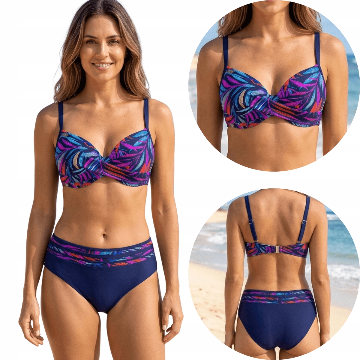 Dvoudílné plavky Komplet podprsenka kalhotky 29788 námořnická modrá XXL