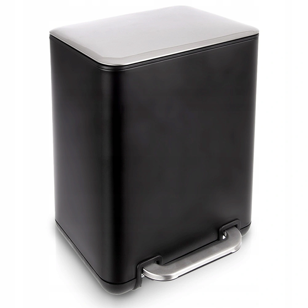 Velký odpadkový koš 20 L Černý Ocelový s pedálem Orion Série Black
