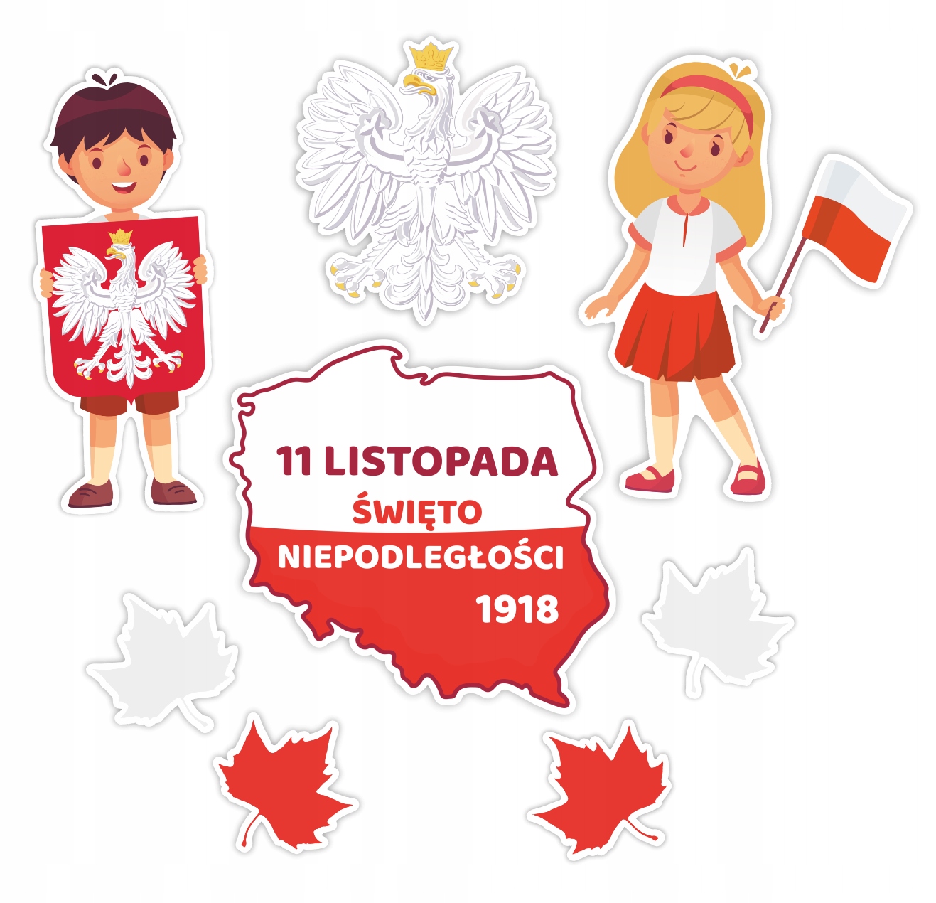 DEKORACJA PATRIOTYCZNA - ŚWIĘTO NIEPODLEGŁOŚCI 11 LISTOPADA (8 el.) - DUŻA