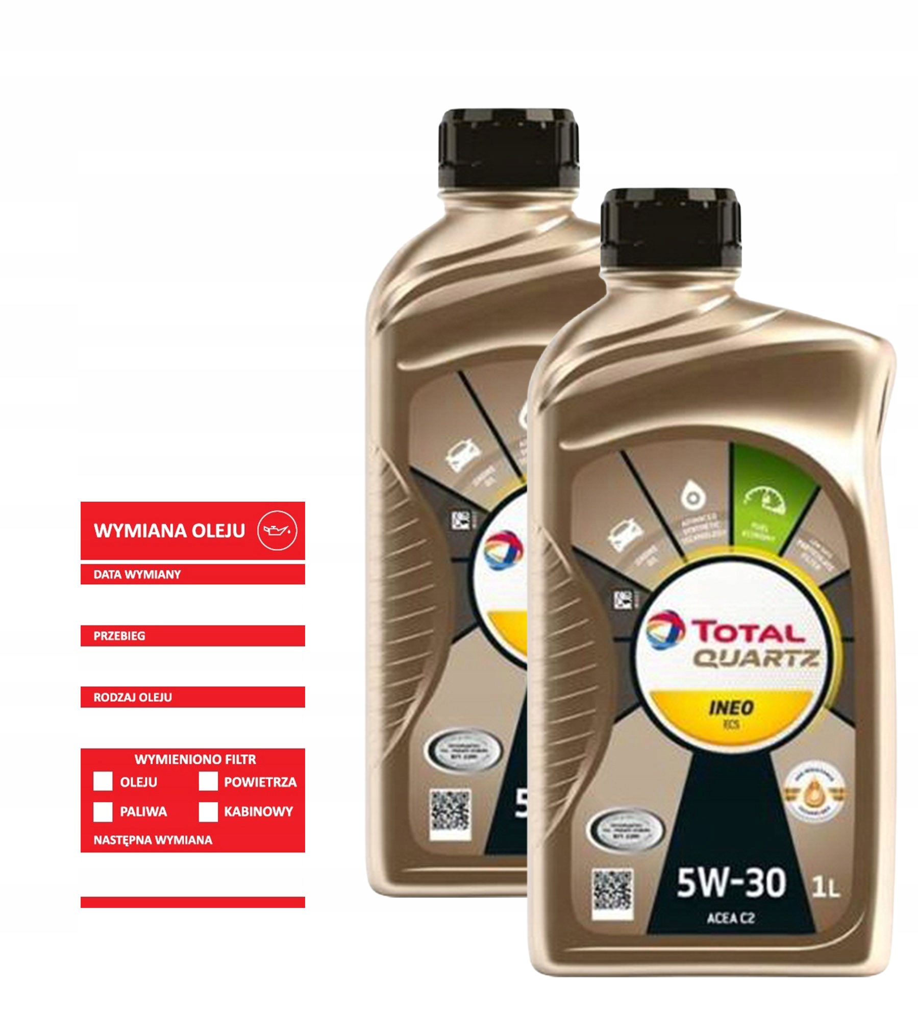 Olej Total Quartz Ineo Ecs 5W30 1L ×2 naklejka serwisowa C2