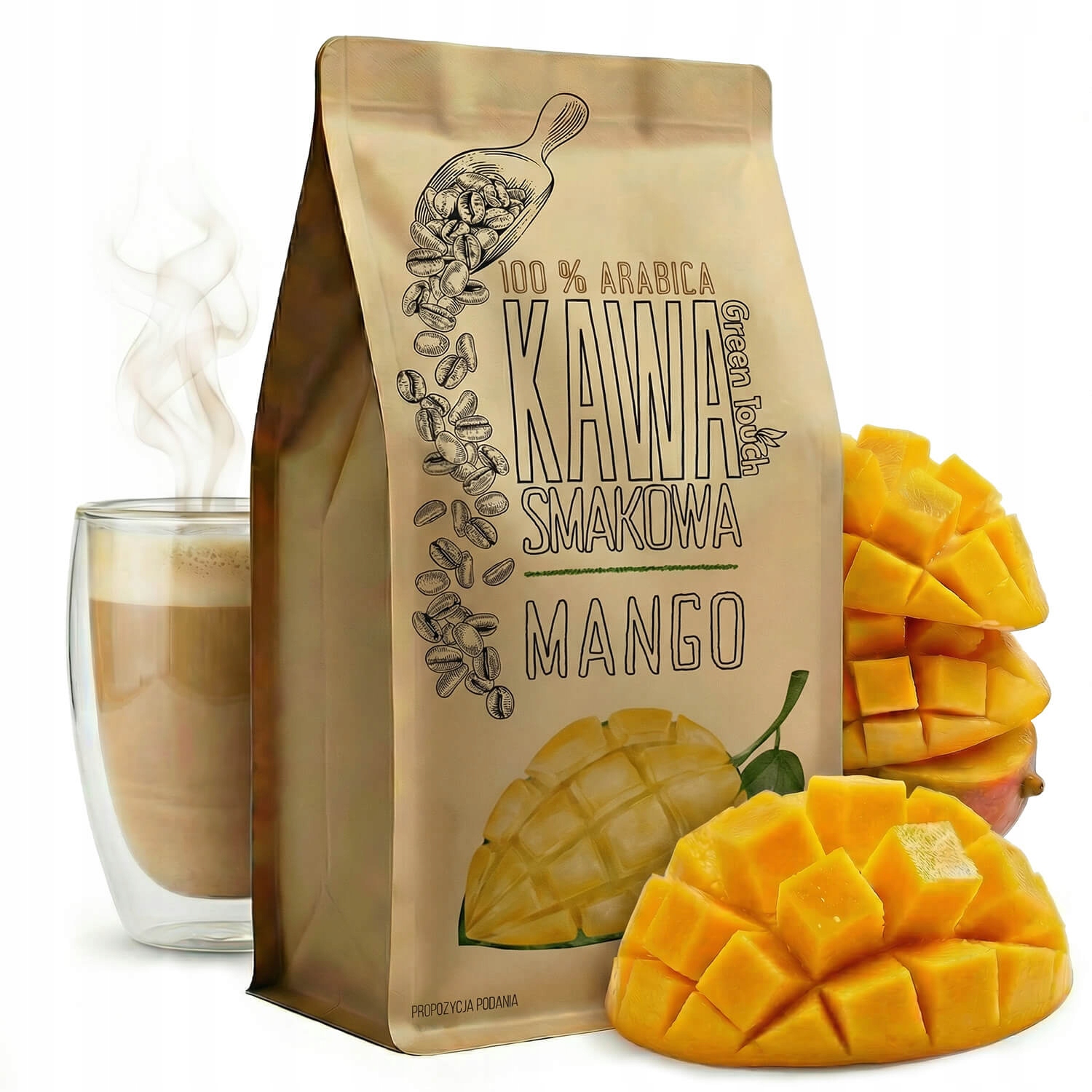 Levně Mletá Káva s příchutí Mango, šťavnaté mango arabica 1 kg Green Touch