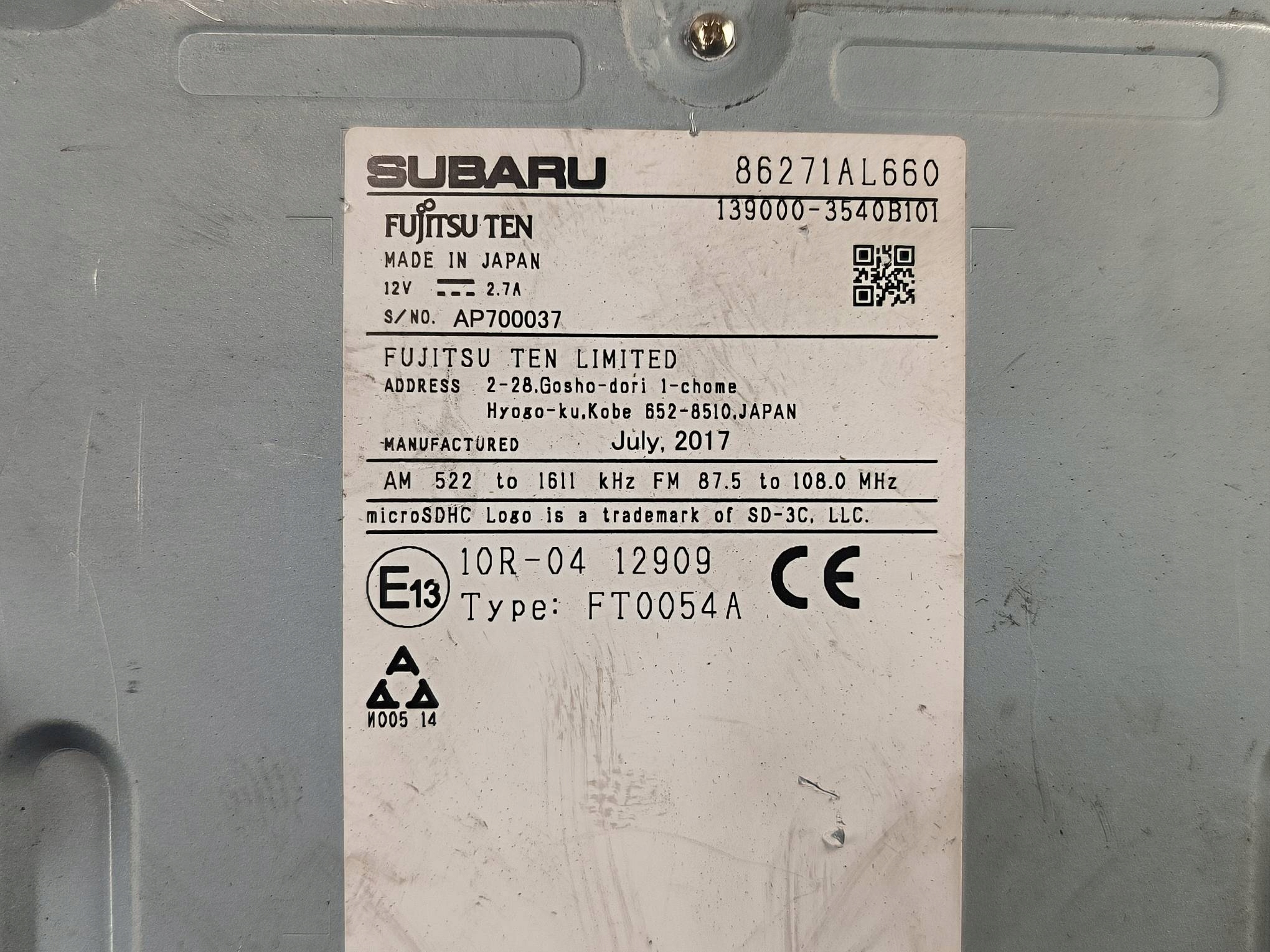 RADIO radio 86271AL660 SUBARU OUTBACK