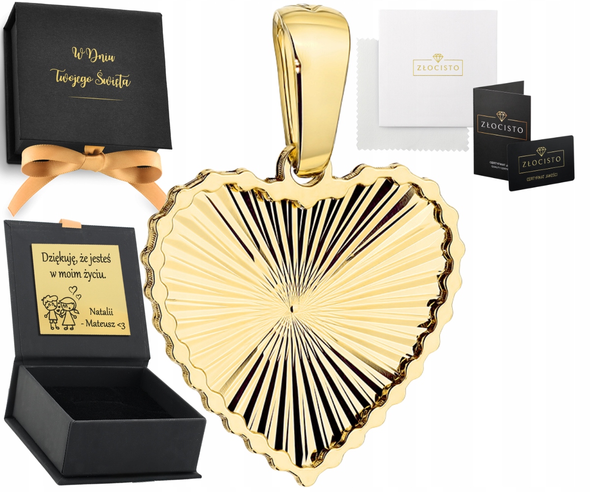 Zlatý přívěsek Diamantové srdce v rámu Zlato 585 Dárek Gravírování