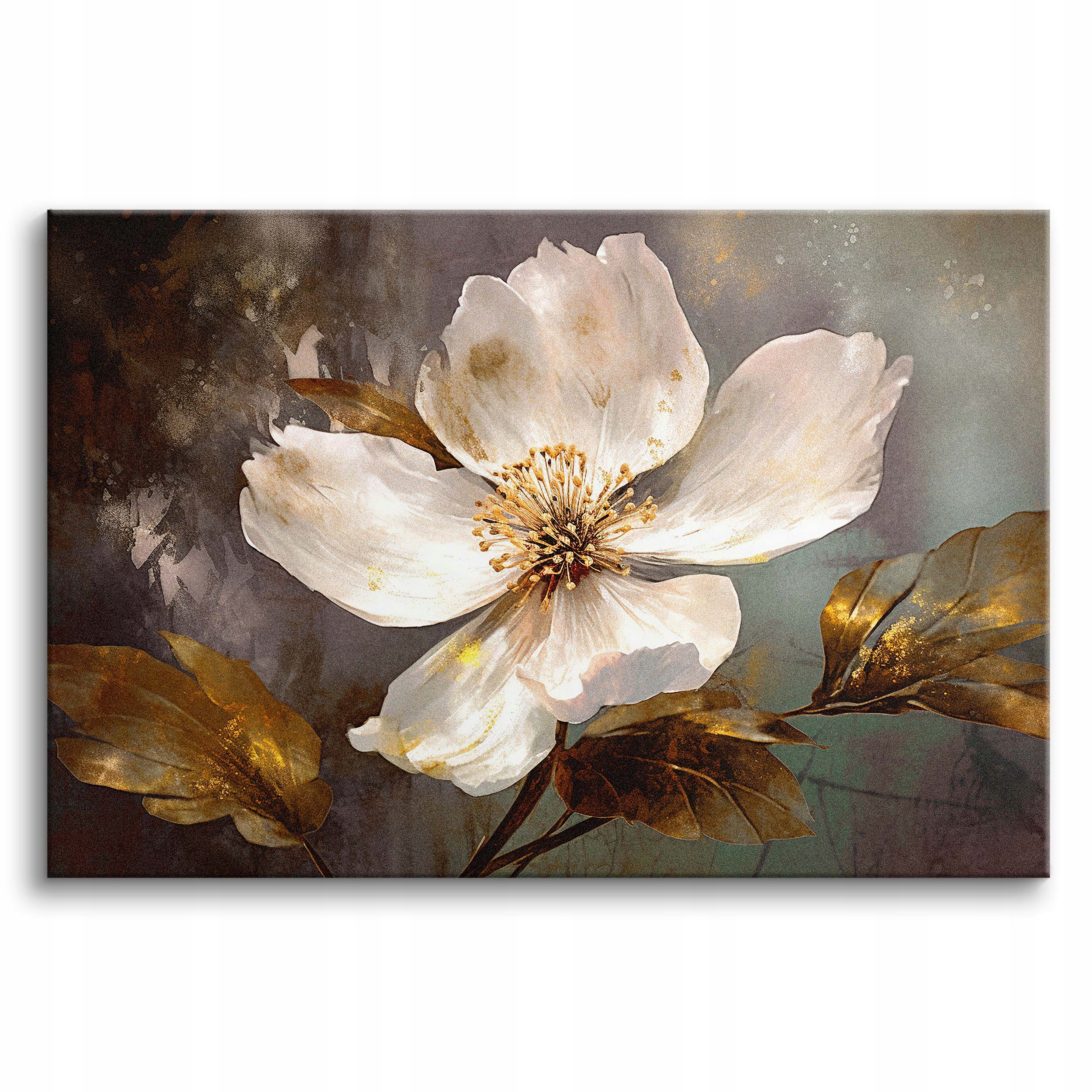 Obraz na płótnie obrazy na ścianę do sypialni kwiaty złote liście 80x120cm