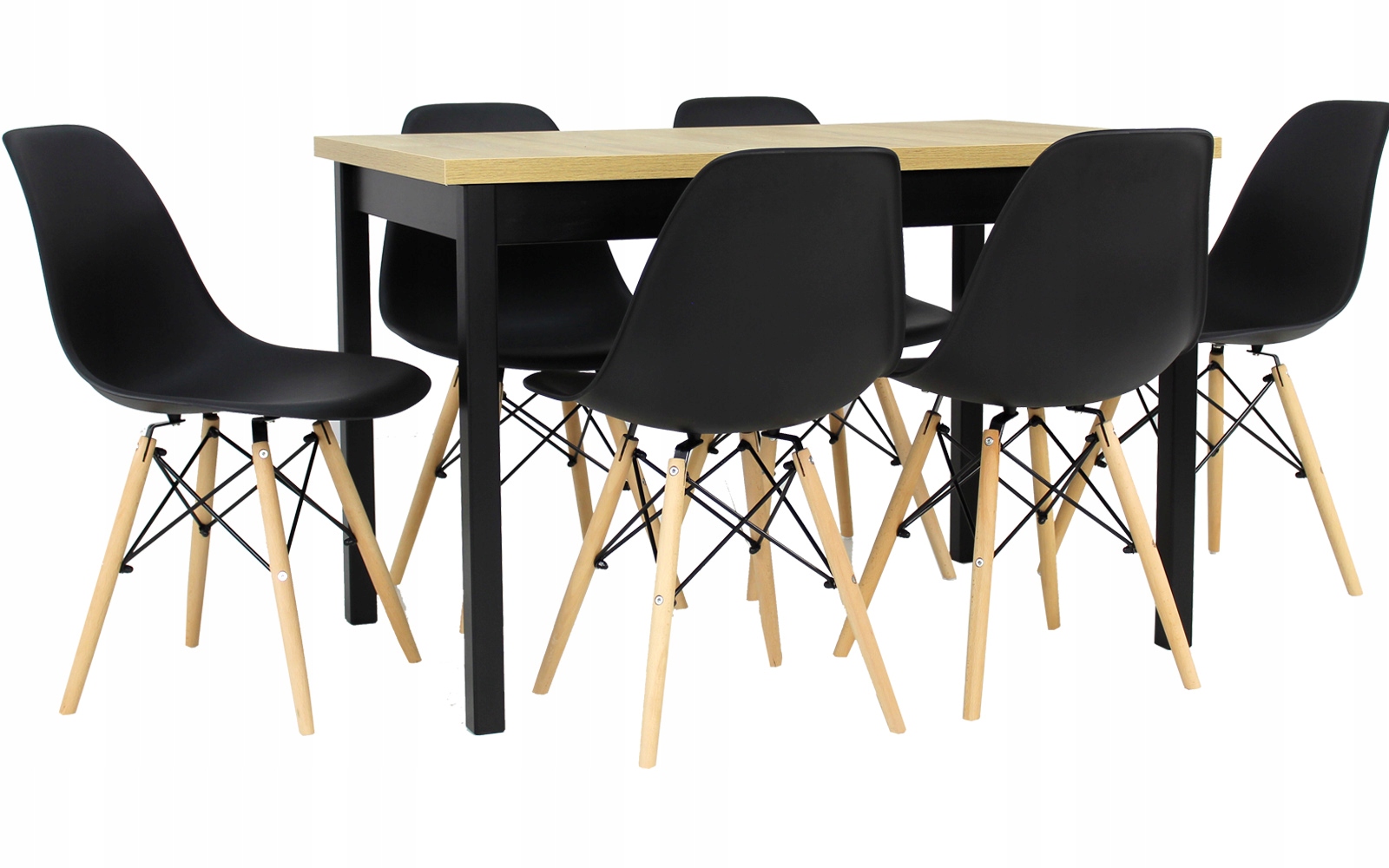 Mały Stół kuchenny 70x120/160 plus 6 krzeseł DĄB