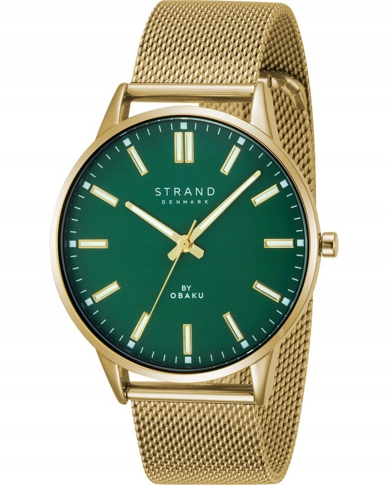 Nové Originální Pánské hodinky Strand by Obaku S747GXGEMG zlaté, zelené