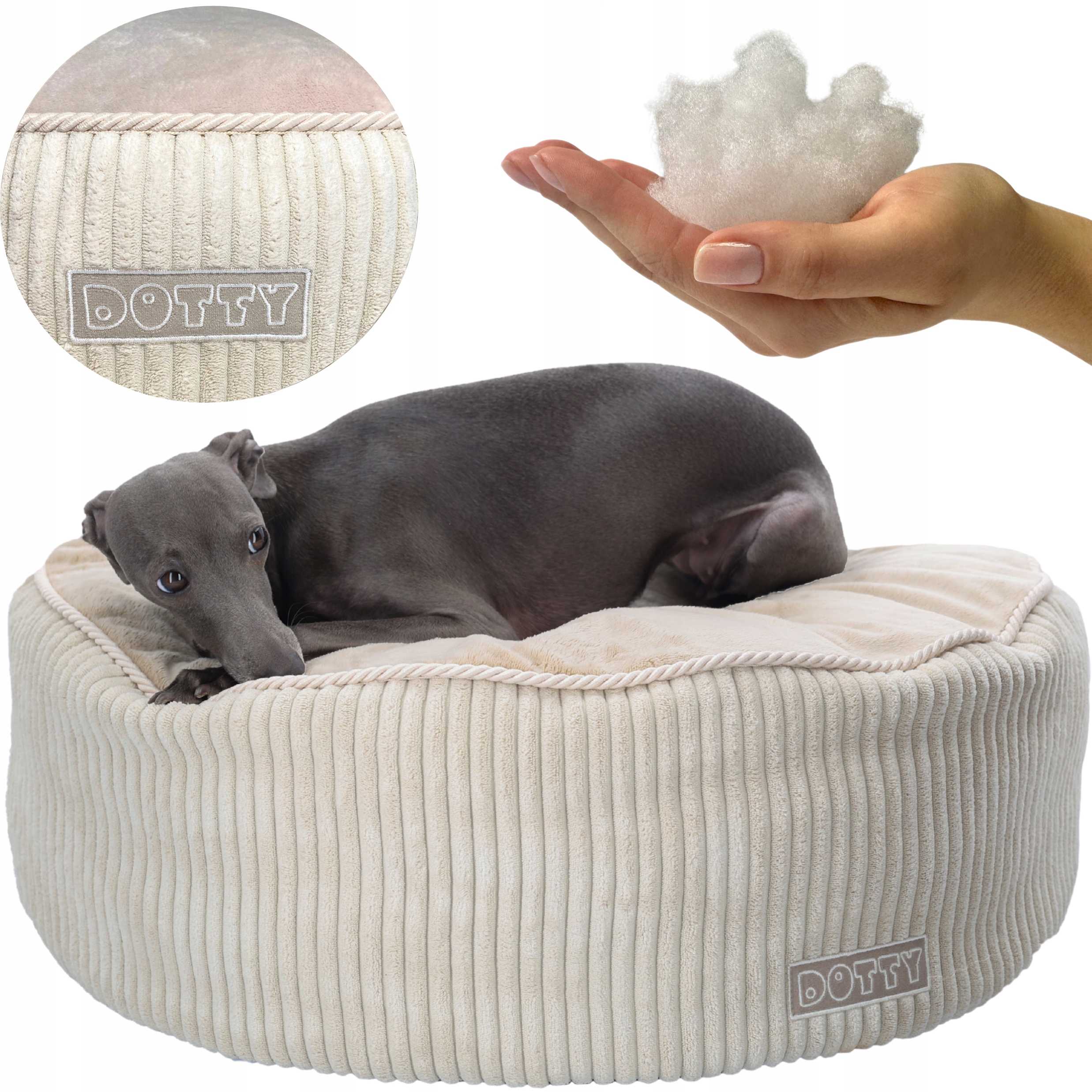 Pelíšek pro psa kulatý Dotty taburet polštář pro kočky plyš minky