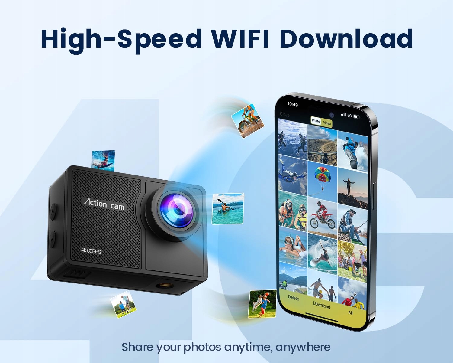 4K 60FPS Action Cam 64GB 8X Zoom 40M 48MP EIS Waterproof WiFi — miniatura 6