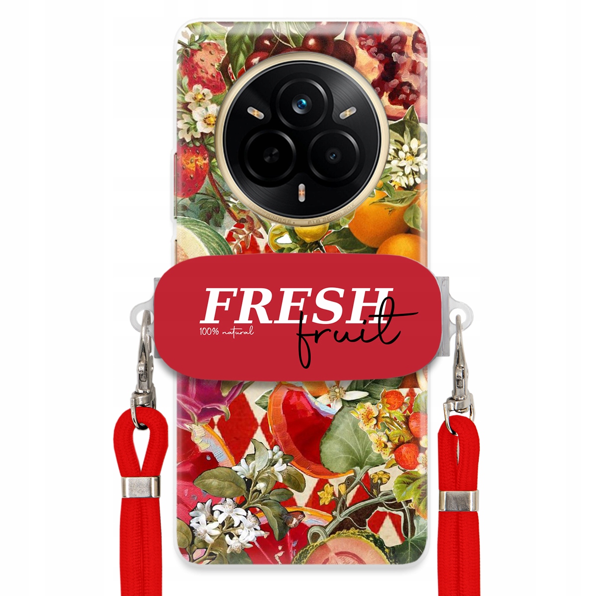 Pouzdro pro Realme 14 Pro 5G Červené Crossbody vodítko Držák Fresh Fruit