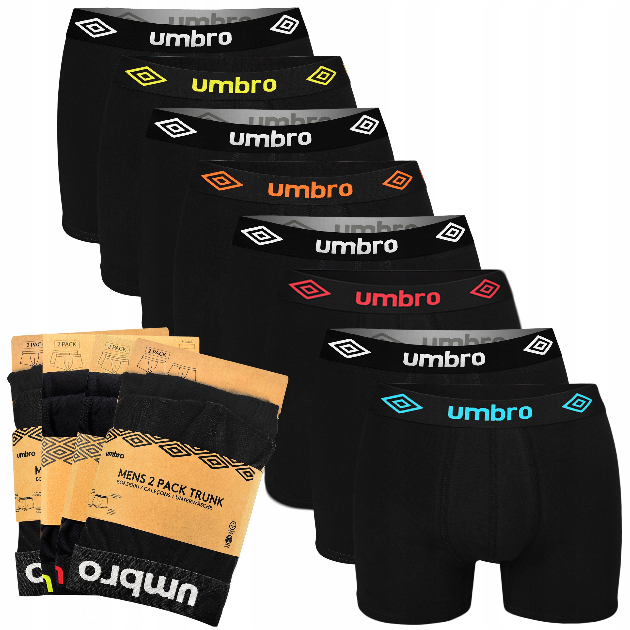 Umbro Pánské boxerky 8 kusů BM567 Velikost 2XL