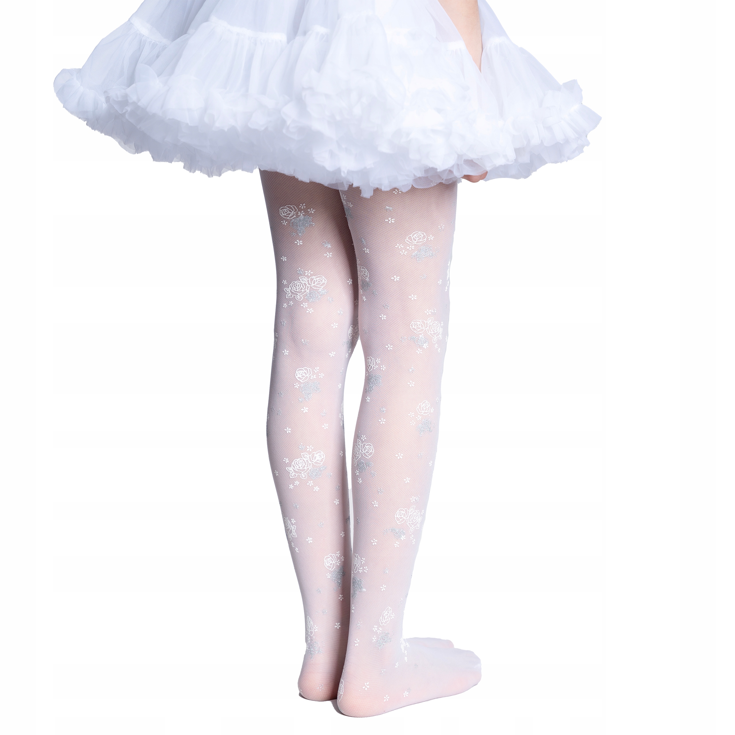 Rajstopy BIAŁE dziewczęce KOMUNIJNE z wzorem SUPER JAKOŚĆ Materiał dominujący poliamid