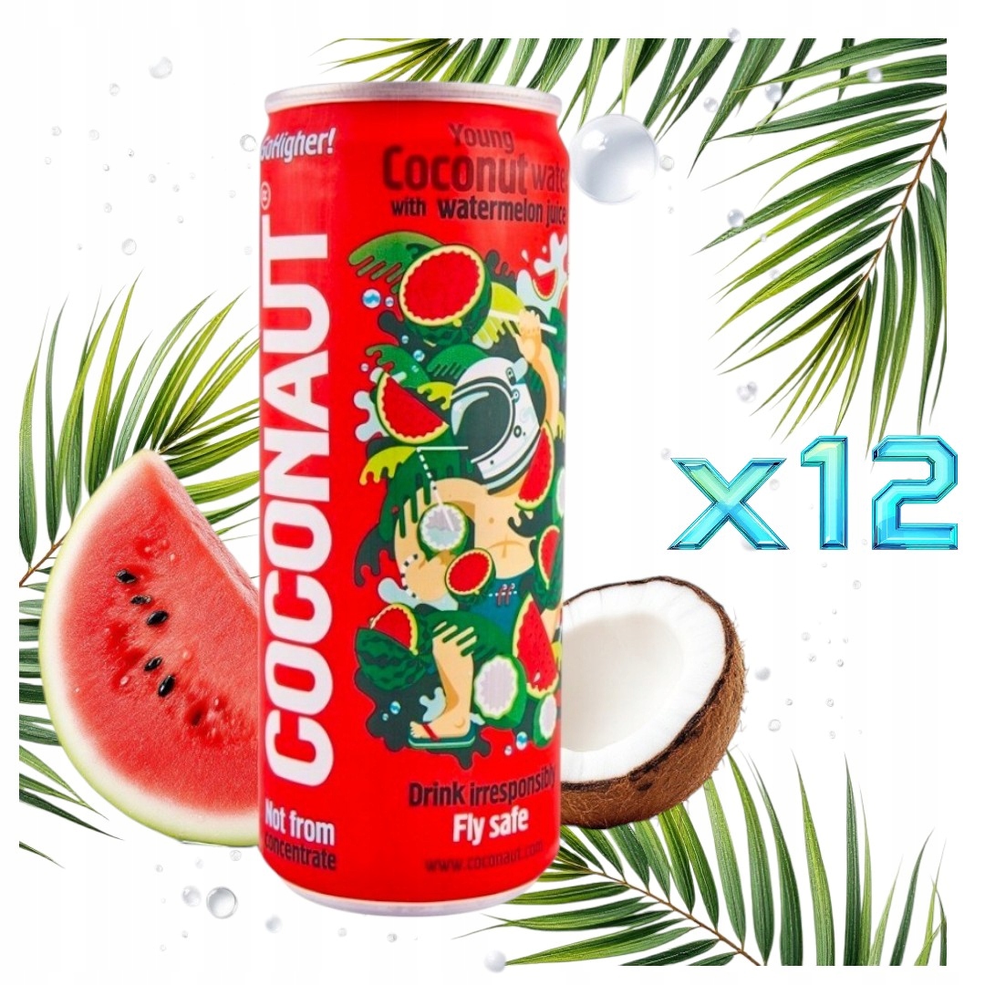 Levně Kokosová voda z mladého kokosu Arbuzová Coconaut 320 ml Set 12 kusů Levněji