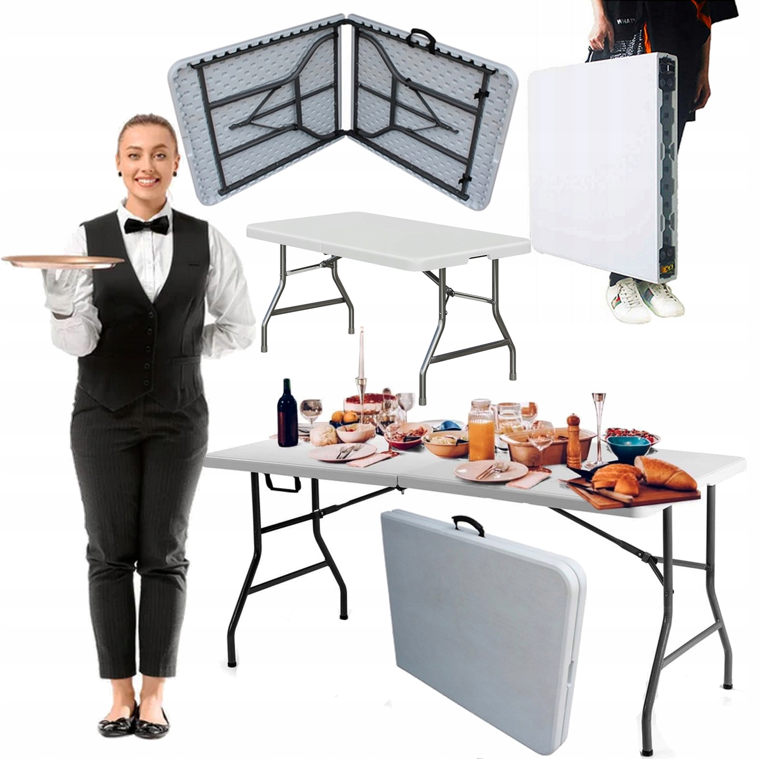 STÓŁ OGRODOWY PLASTIKOWY Rozkładany Składany Cateringowy Turystyczny 180 cm EAN (GTIN) 5904610812471