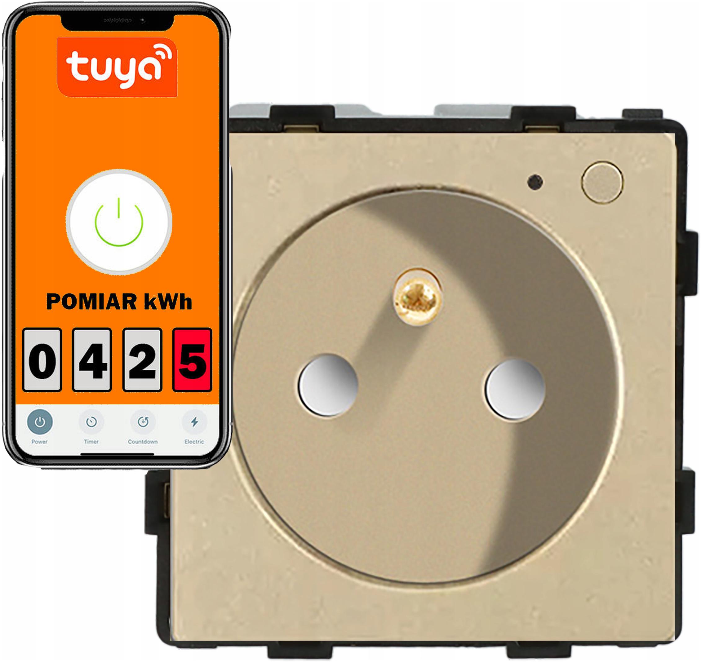 Modul Zásuvka Chytrá Zásuvka S Kolíkem Zlatá WiFi Měření Energie 1F