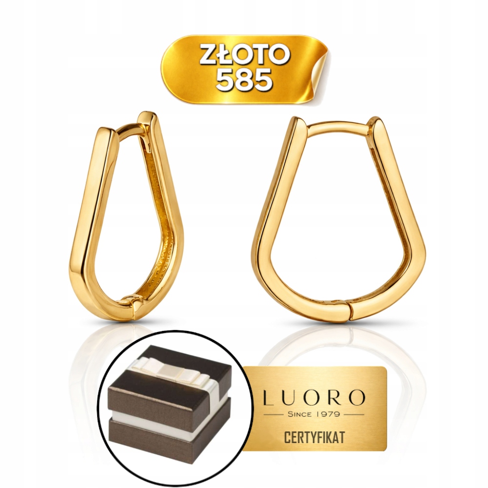 Náušnice Zlaté 585 14K Zaoblené Anglické Zapínání Elegantní 16 MM