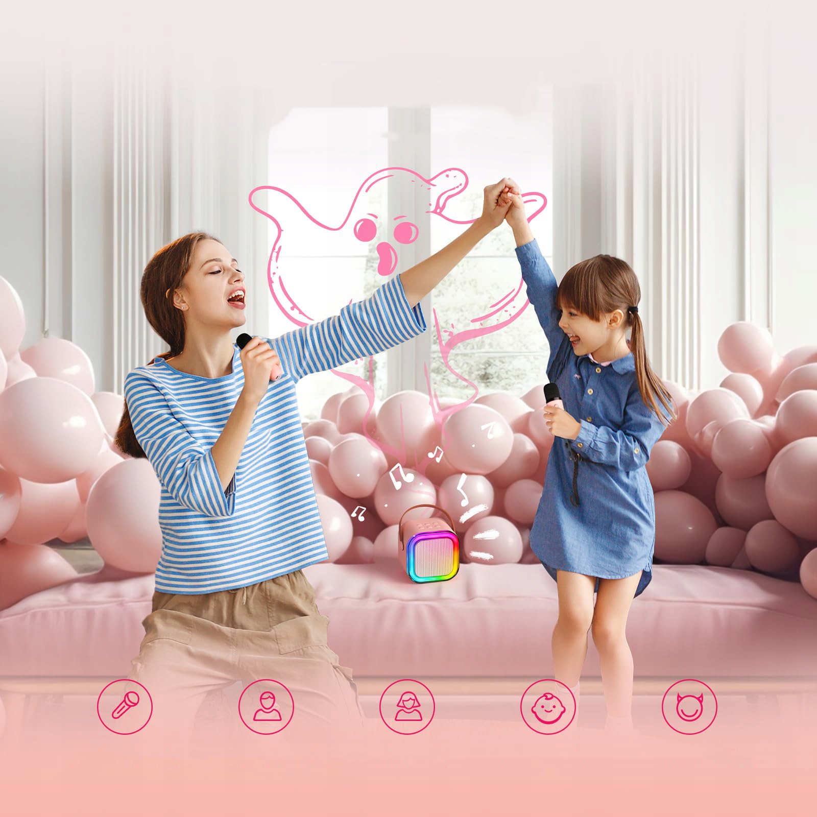 MIKROFON Z GŁOŚNIKIEM ZESTAW KARAOKE BLUETOOTH Marka bez marki