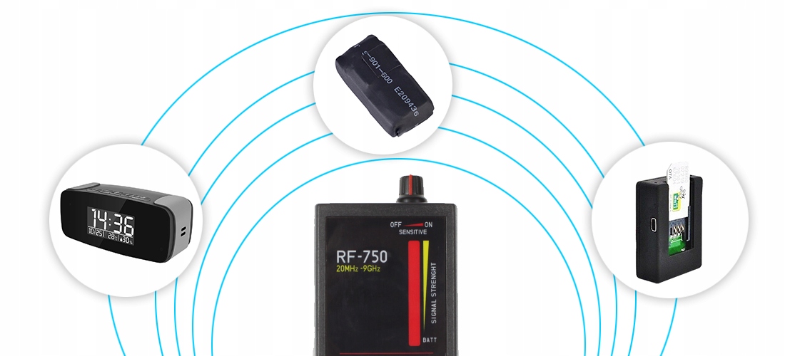 WYKRYWACZ KAMER PODSŁUCHÓW I LOKALIZATORÓW GPS Waga 50 g
