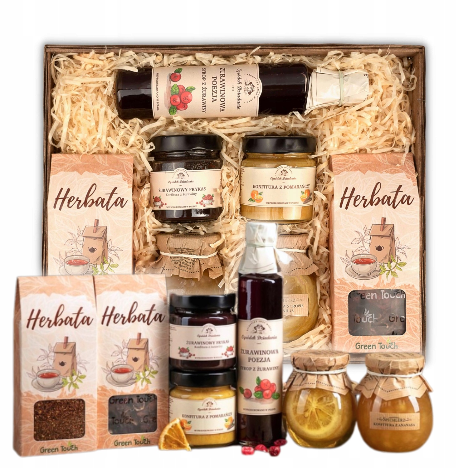 Levně Dárkový Koš Sada Velkých Čajů S Přírodními Zavařeninami K Narozeninám