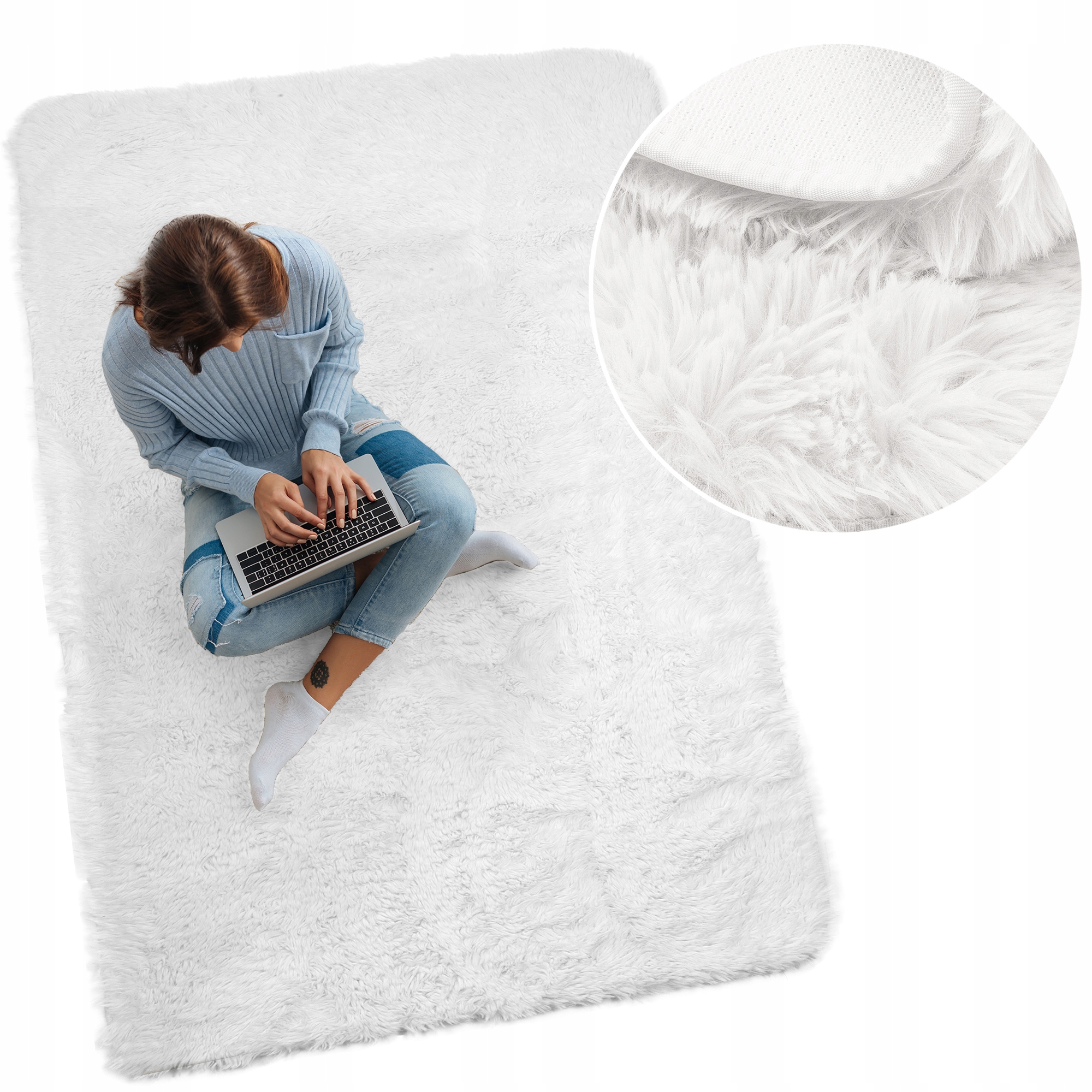 

Pluszowy dywan rabbit miękki włos 160x230 kremowy