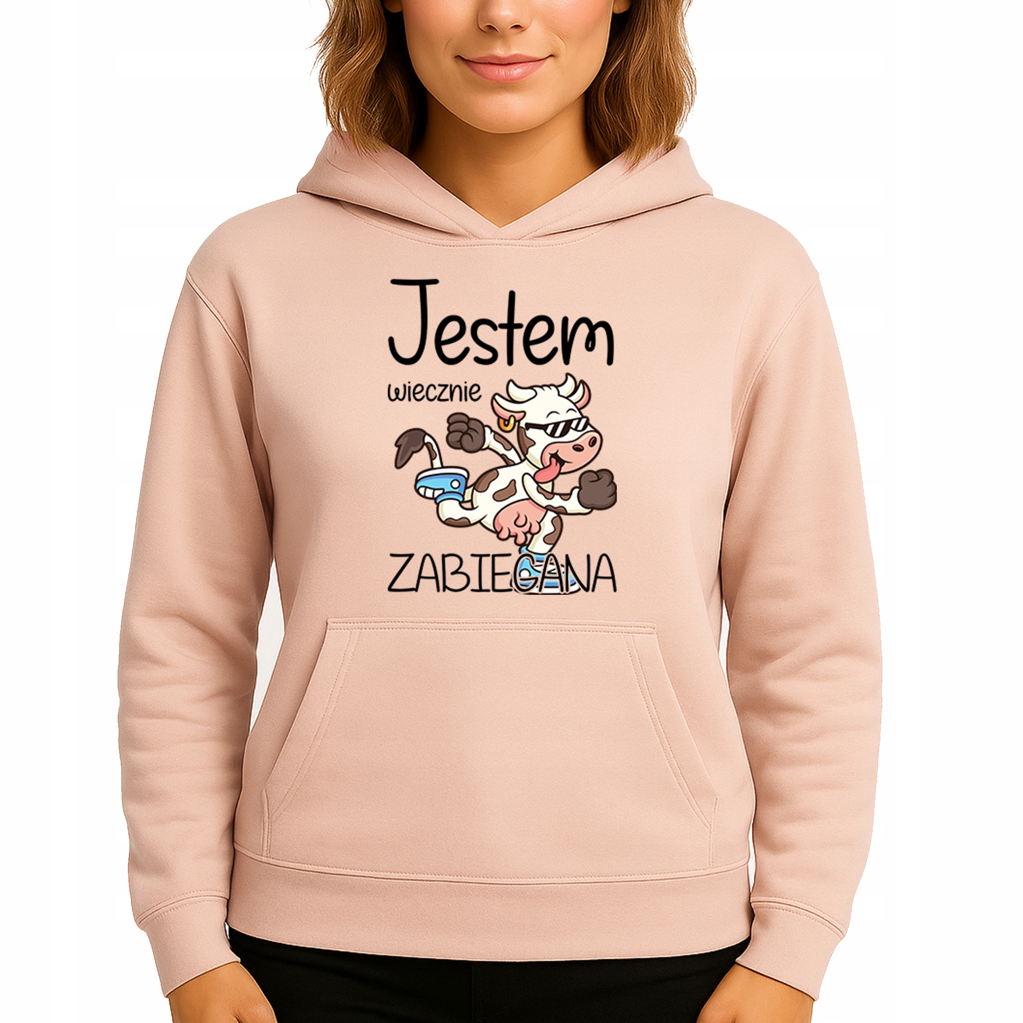 Mikina S Kapucí Broskvová Hoodie Bavlněná Věčně Ošetřená Vel S