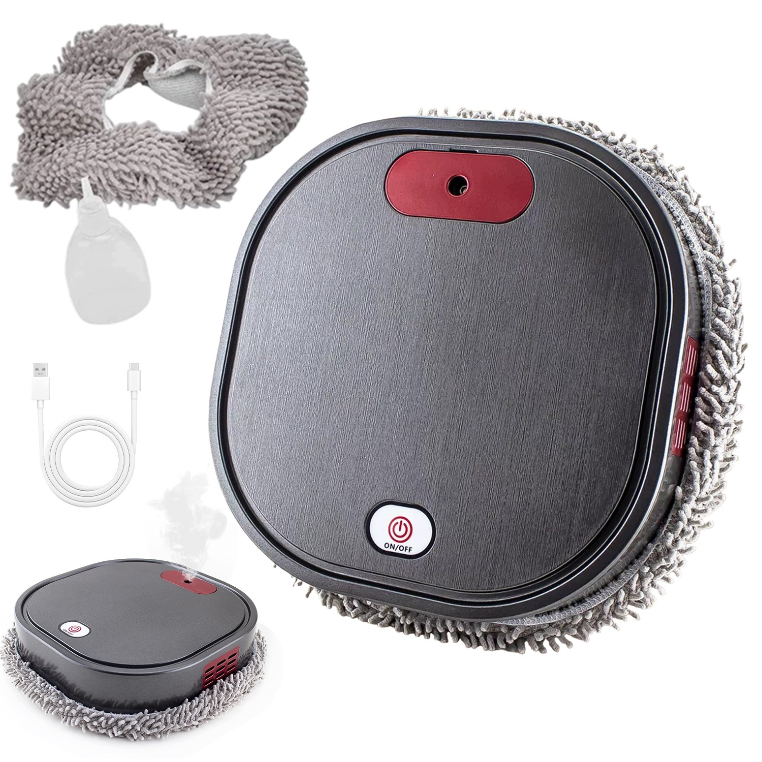 Felmosó robot 1500mAh akkumulátorral, szürke színben padlóra