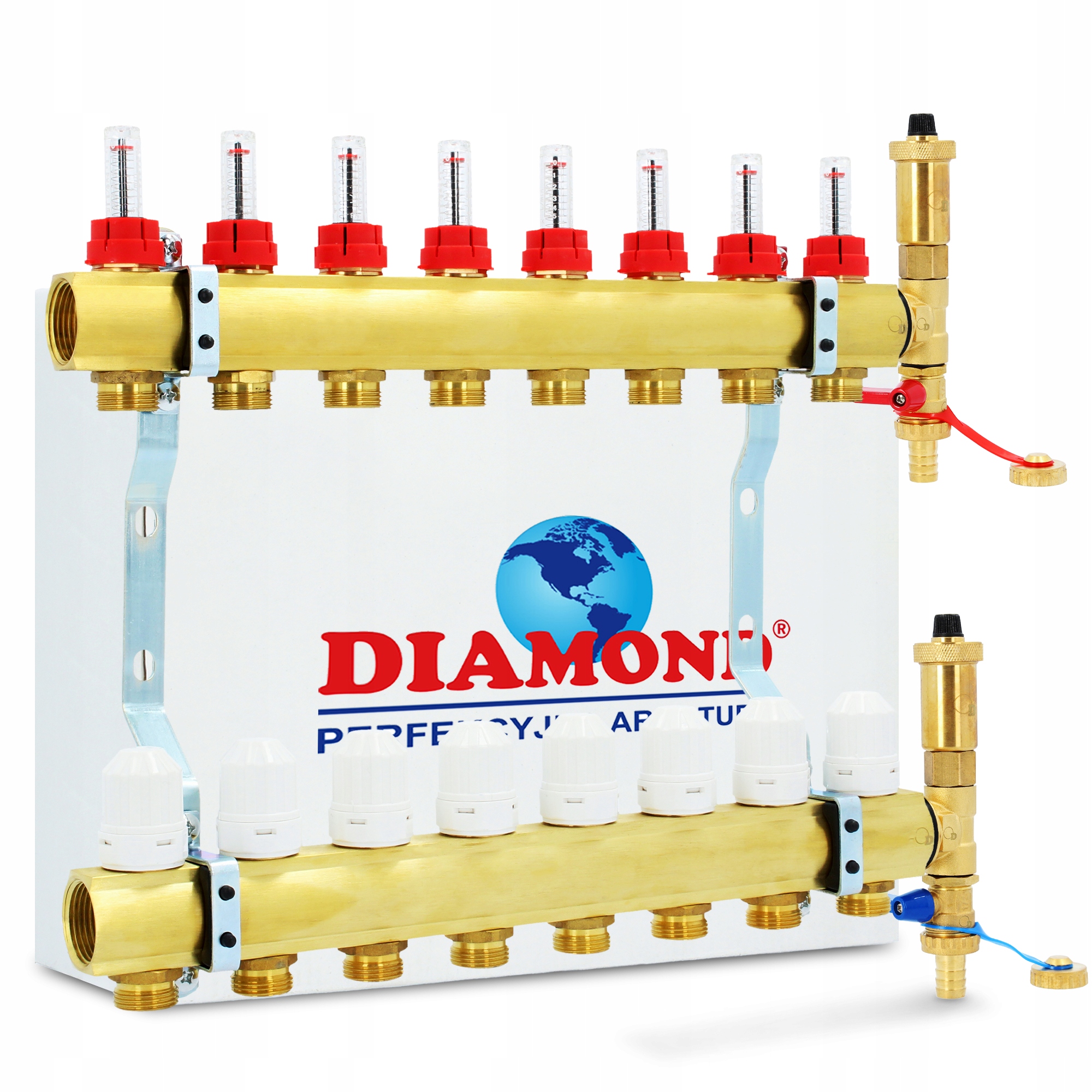 Rozdeľovač Podlahovky Podlahového Ohrievania 8 Obvodov Voda Odvzdušňovač 4F-P