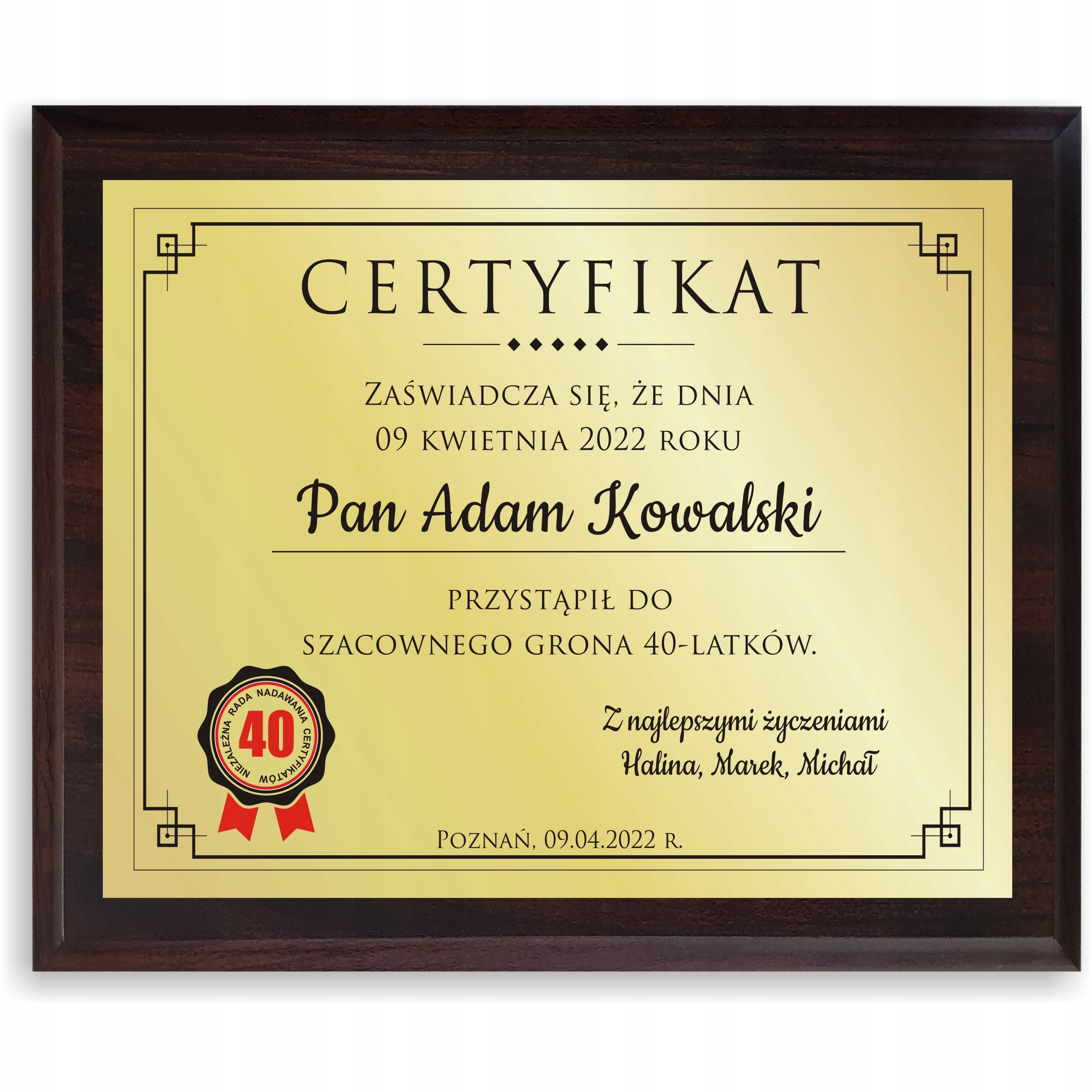

18 30 40 50 60 70 80 Urodziny Certyfikat
