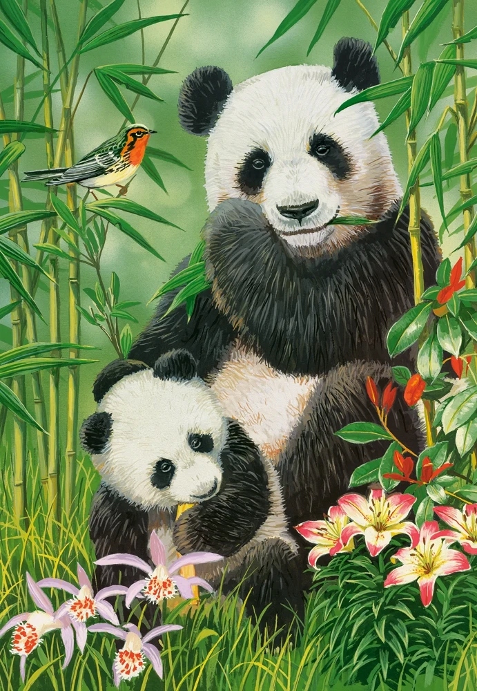 

Puzzle 1000 Zwierzęta Panda Ptaki Kwiaty 9+ Castor