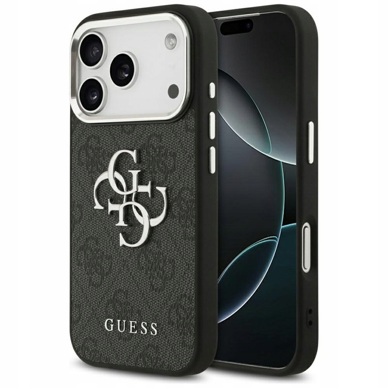 Guess 4G Big 4G Classic Logo Pouzdro pro iPhone 17 Pro (černé stříbrné)