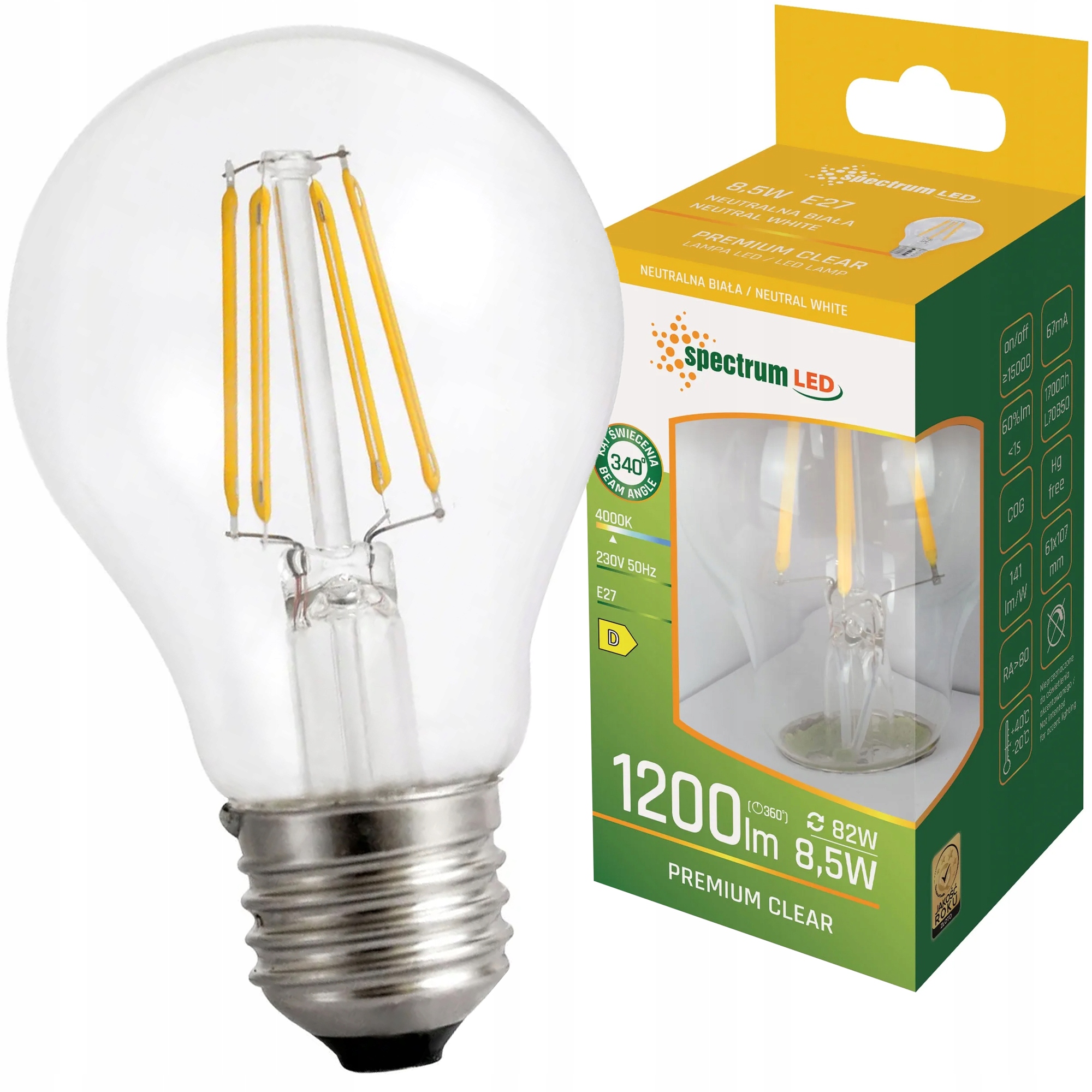 

Żarówka Led Światło Ciepłe E-27 230V 8,5W Edison