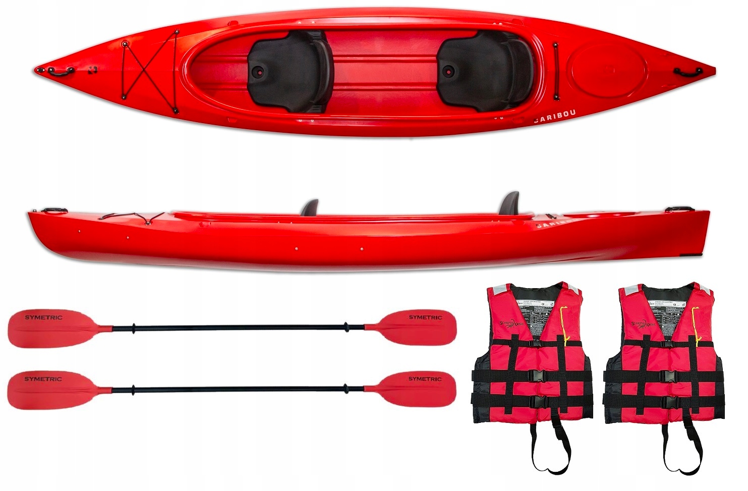Dwuosobowy Kajak Turystyczny Caribou Stabilny Rodzinny Dwójka Zestaw