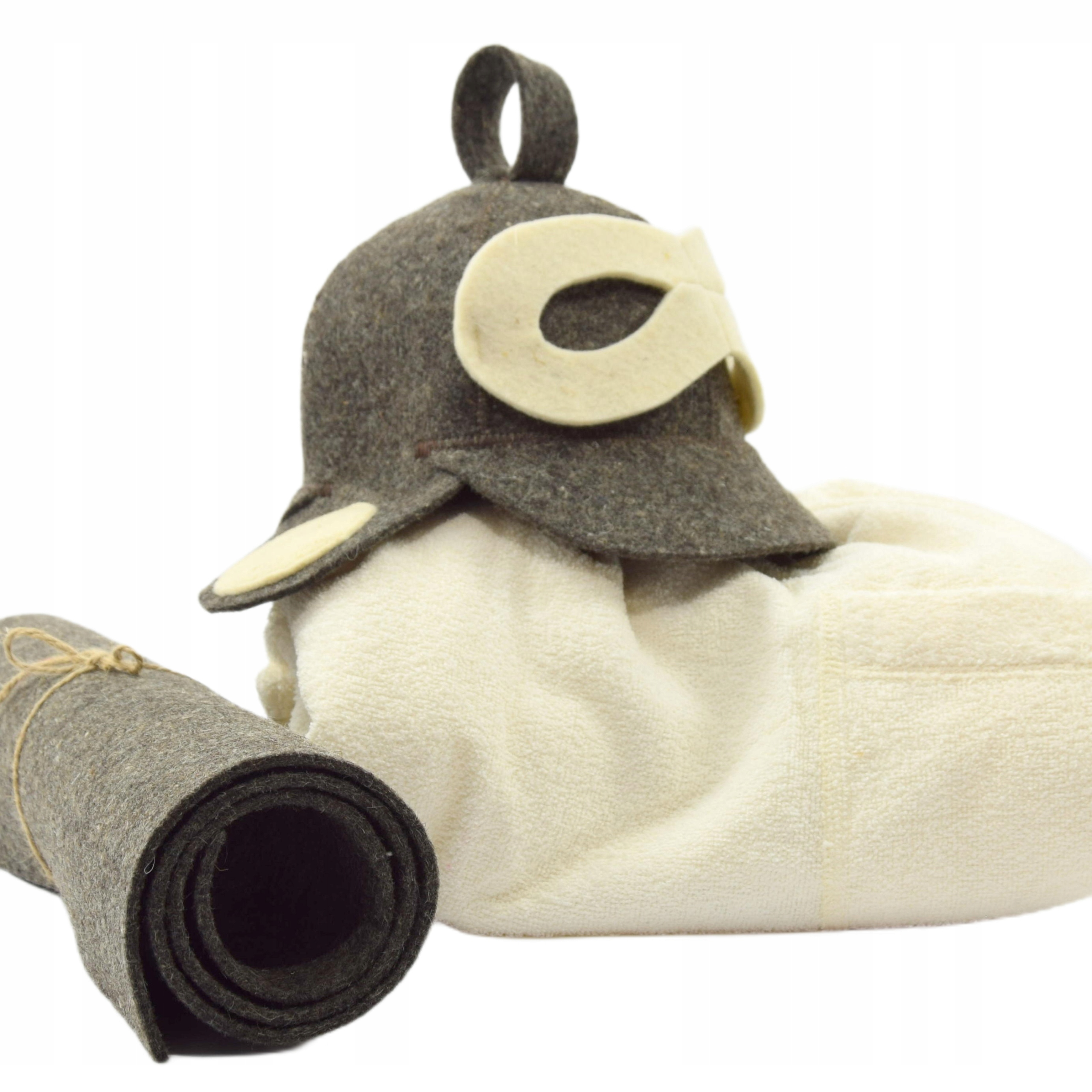 Čepice do sauny vlněná Pilotka ručník pro muže podložka vel XL