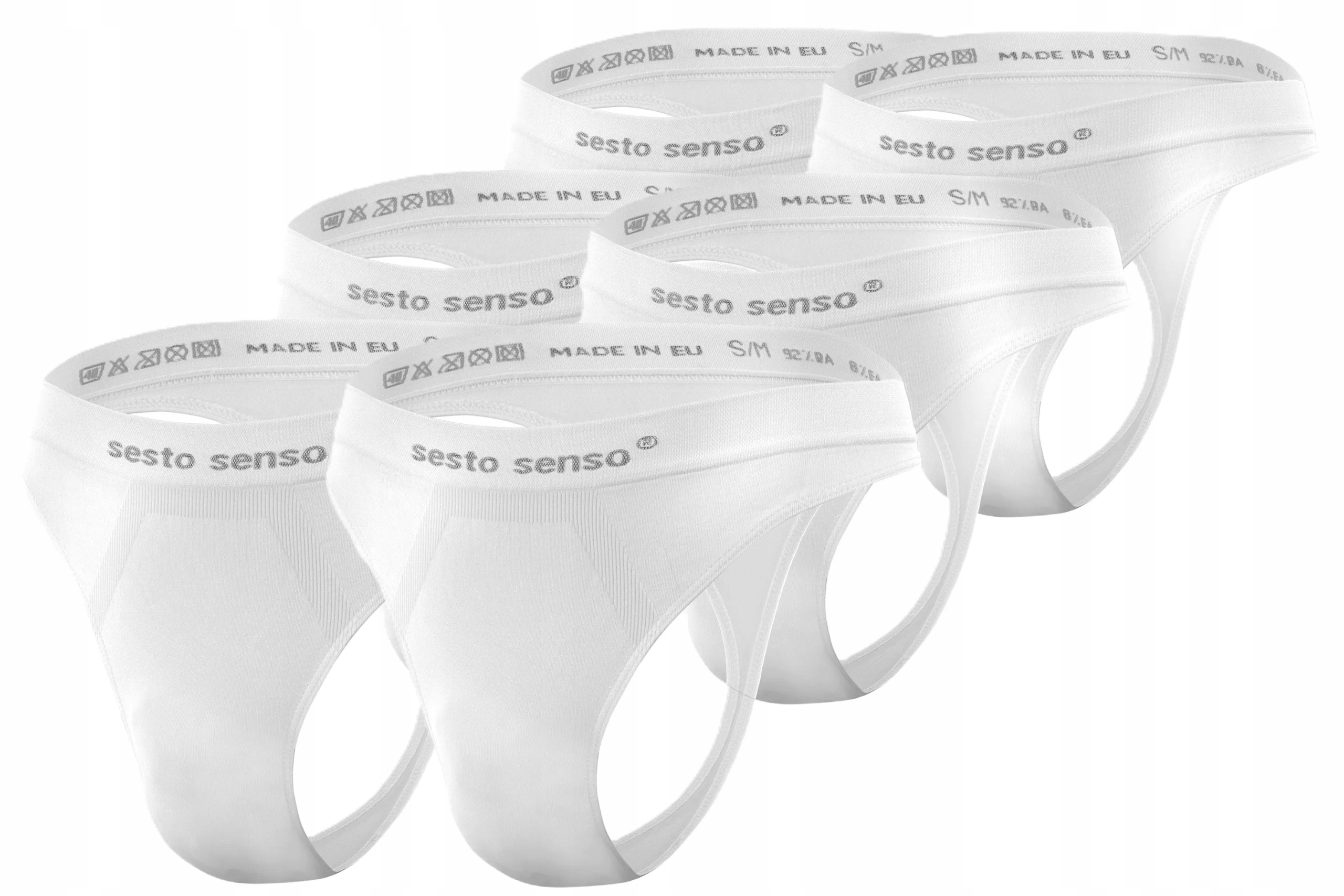 Sesto Senso 6-PAK Tanga pánské bezešvé CL13 přiléhavé Bílé L/XL