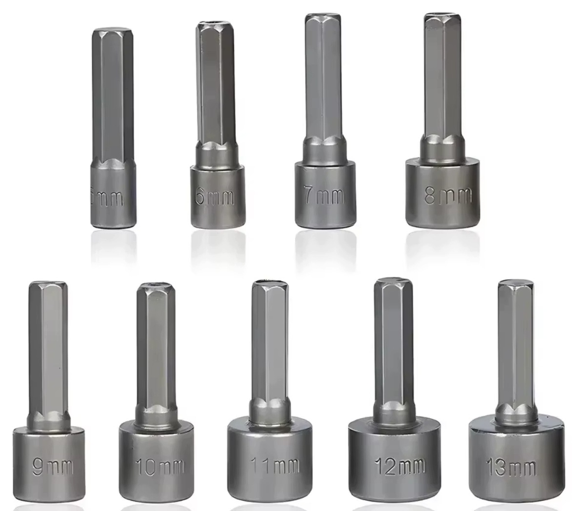 Klucze Nasadowe Na Wkrętarkę Hex Zestaw 9 Szt. 5-13 MM Mocne