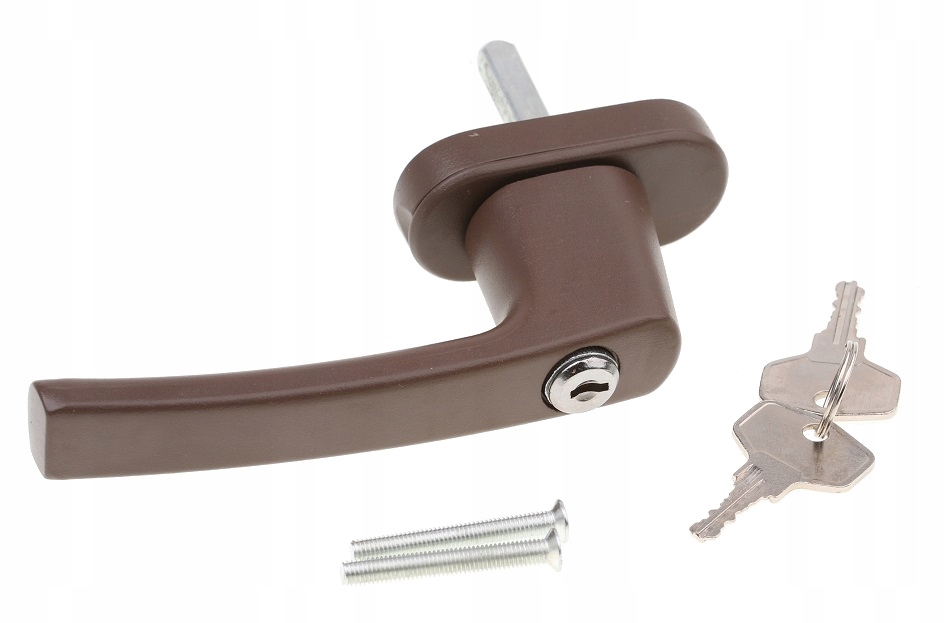 Klamka do okien DR z kluczykiem brązowa