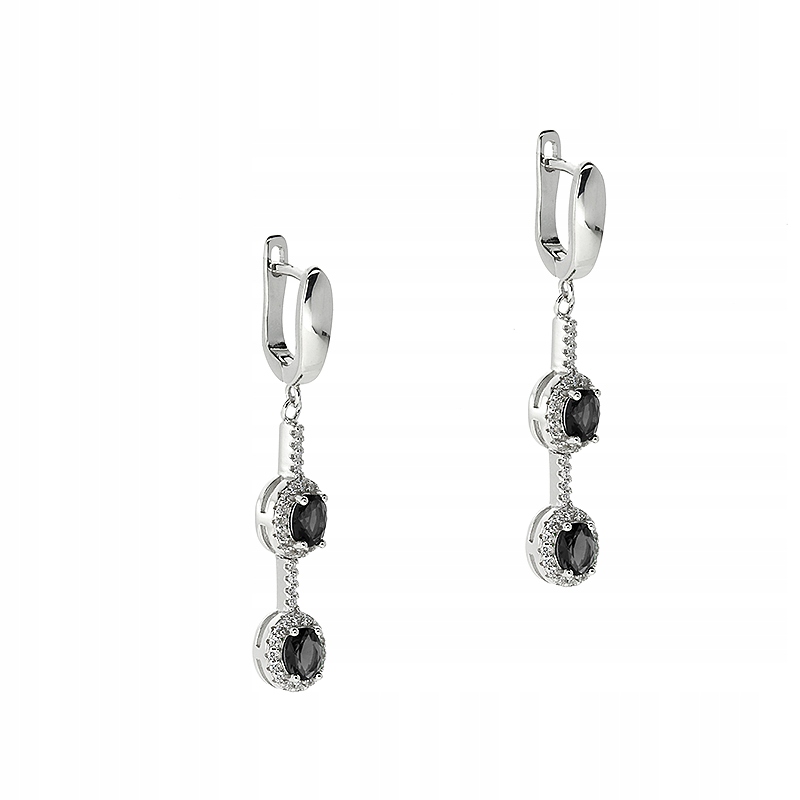 Stříbrné rhodiované náušnice Ag 925 s zirkony KOL0420921B