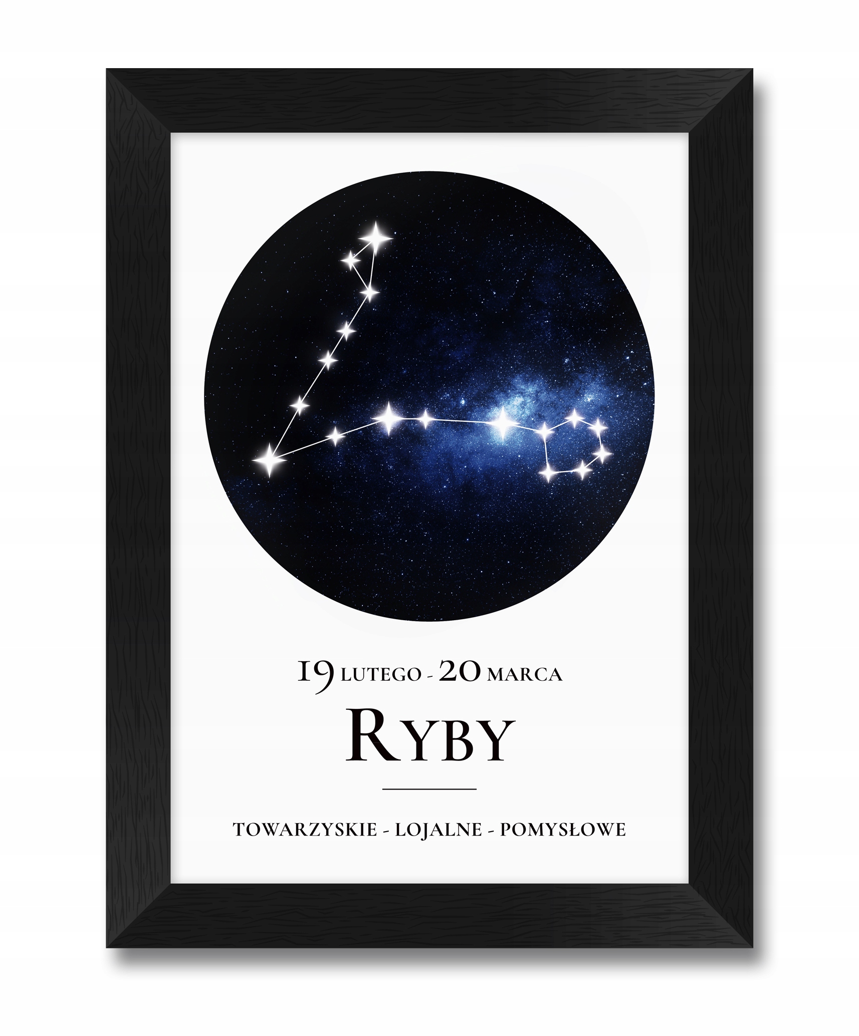 

Plakat obraz ścienny A4 w ramie znak zodiaku Ryby