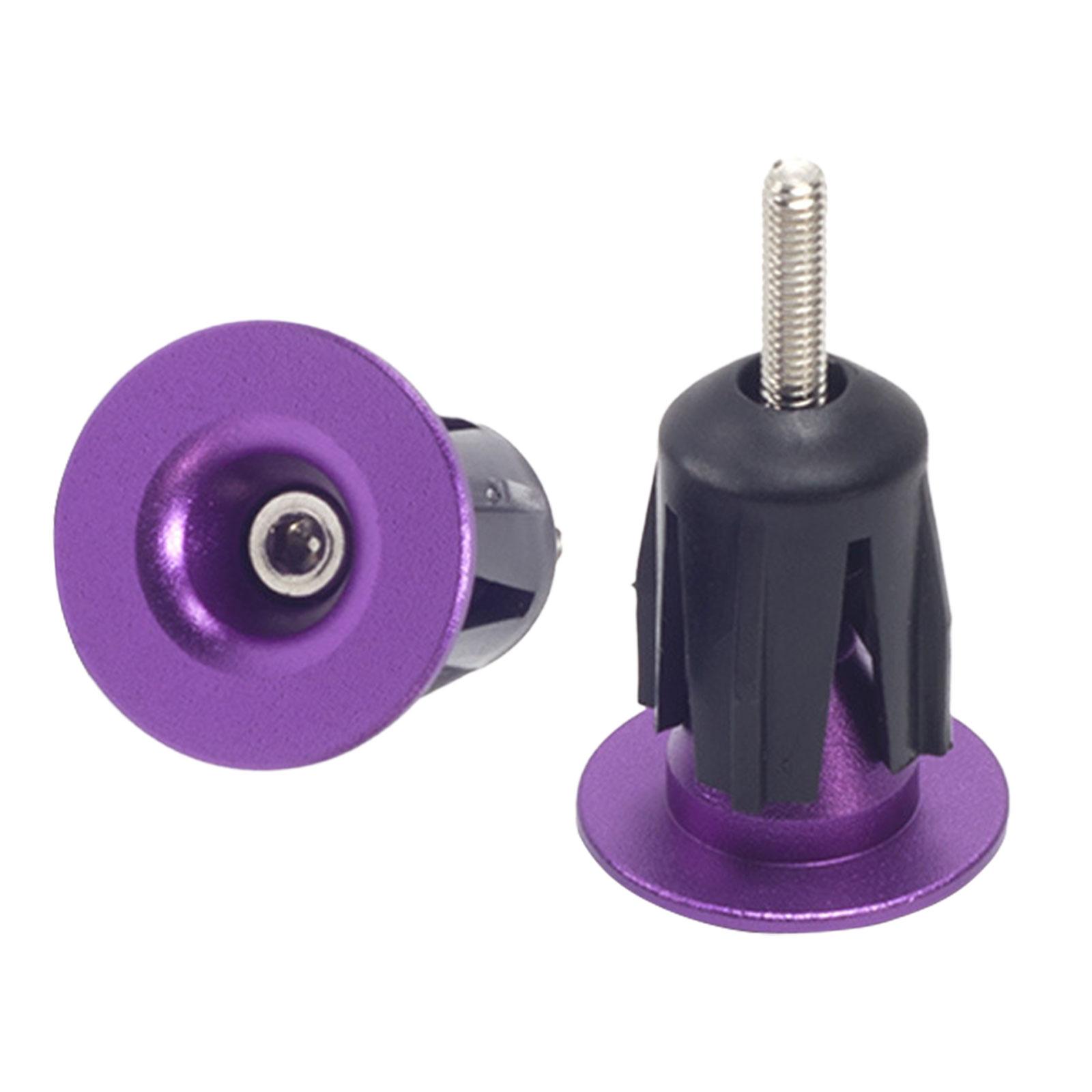 2Pcs Bike Handlebar End Plugs Aluminum Alloy Bike Bar End Caps for Purple